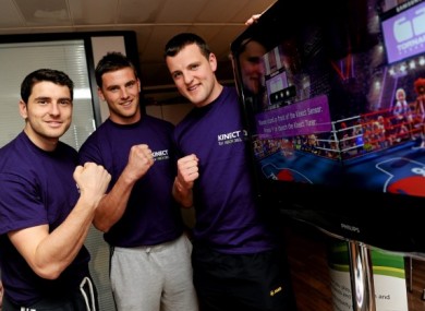 Bernard Brogan, Eoin Cadogan and Michael Murphy try out the Xbox.