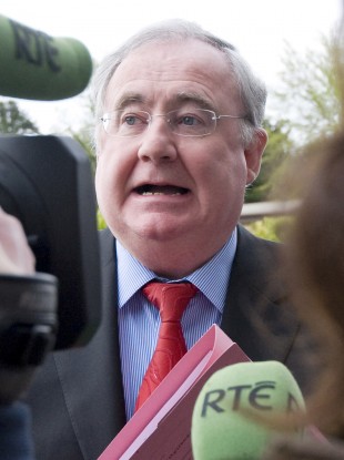 Pat Rabbitte speaking to the media this morning.
