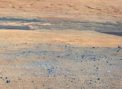An image taken from the Curiosity rover looking towards Mount Sharp.