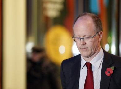BBC director general George Entwistle stands outside BBC Broadcasting House, London, after he announced his resignation.