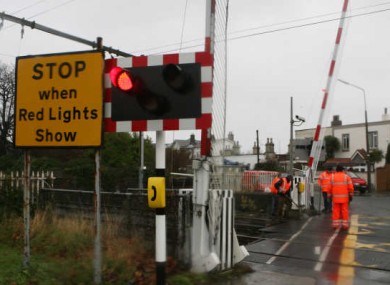 File image of a disruption at the Merrion Gates level crossing.