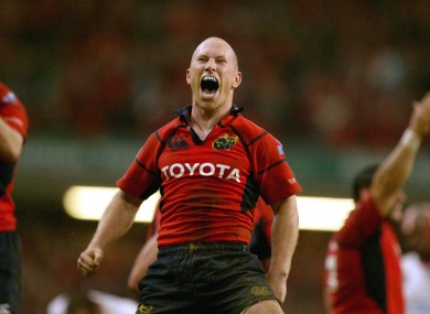 Peter Stringer celebrates Munster's Heineken Cup win in 2006.
