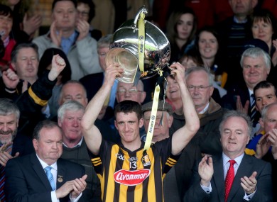Colin Fennelly lifts the trophy after last May's Division 1 final.