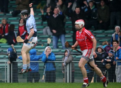 Na Piarsaigh's Kevin Downes celebrates a late score.