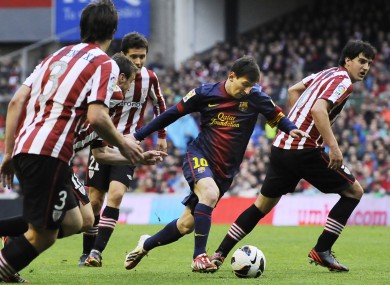 Messi causing Athletic Bilbao problems last season.