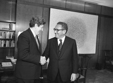 Garret Fitzgerald and Henry Kissinger in 1975 in Washington.