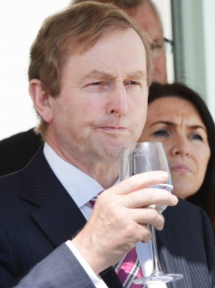 Taoiseach Enda Kenny enjoying a class of water. The kind of water he's drinking will soon be managed by Irish Water. Mmmmm, water.