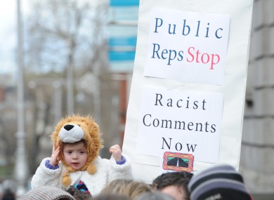 Traveller groups protest outside the Dail in March of this year