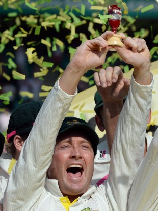 Australia captain Michael Clarke celebrates his team's victory.