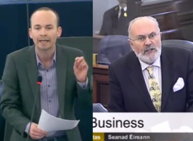 MEP Paul Murphy in EU parliament yesterday; Senator David Norris in Seanad today.