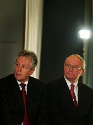 Peter Robinson with Deputy First Minister Martin McGuinness of Sinn Féin