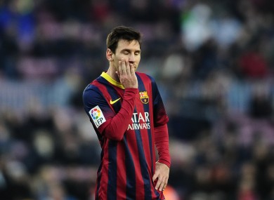 Lionel Messi reacts against Valencia.