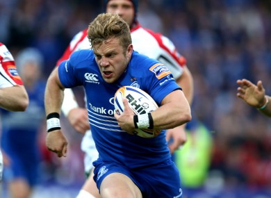 Ian Madigan bursts through for his try.